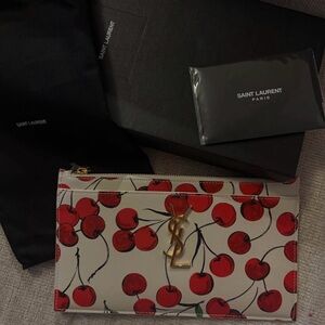 Saint Laurent Cherry Print Wallet